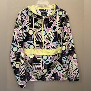 NWT SUPER MASSIVE Geometric Pattern Pullover Hooded Windbreaker Size Large